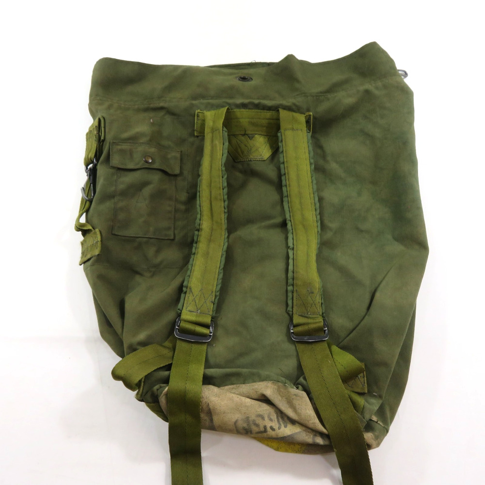 Military Back Pack Duffel Bag Canvas Green 27x22 Army Vintage